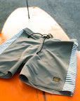M's Side Pali Boardshort - Dark Olive / Mini Stripe