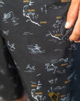 M's Side Pali Boardshort - Kauai Map / Vintage Black **Sale**