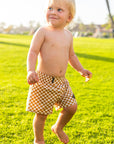 Wavy Check Baby Kine Boardshorts - Mustard