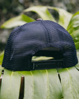 Black Letter Camo Foam Trucker