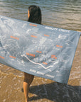 Kauai Map/ Sunburst Na Pali Quick Dry Towel