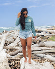 W's ABC Hibiscus Double Shaka Sun Blocka UV Hoodie