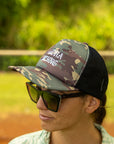 Black Letter Camo Foam Trucker