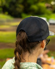 Black Letter Camo Foam Trucker