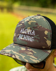 Black Letter Camo Foam Trucker