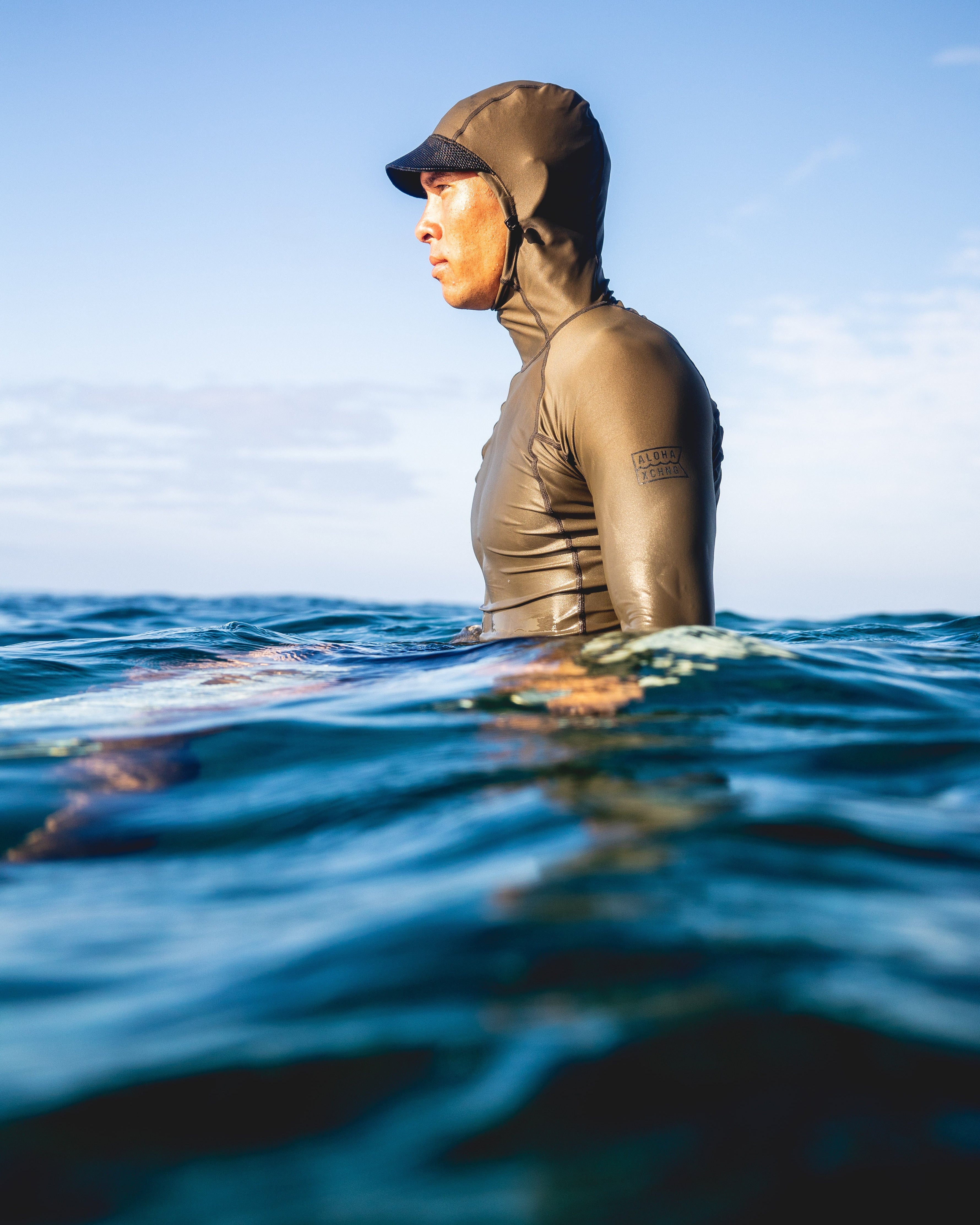 Double Shaka Sun Blocka L/S Surf Hood - Dark Olive – Aloha Exchange