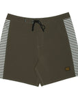 Boys Side Pali Boardshort - Dark Olive/Mini Stripe