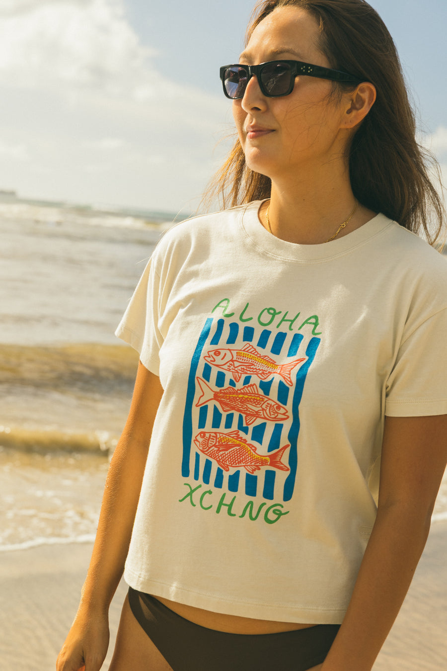 W's Ehu Stripe Mid Length Tee