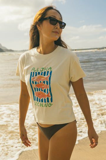 W's Ehu Stripe Mid Length Tee