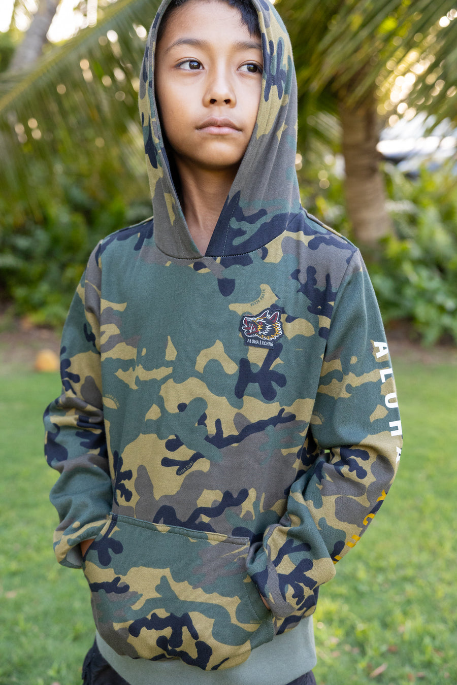 Camo Boar Youth Pullover Hoodie