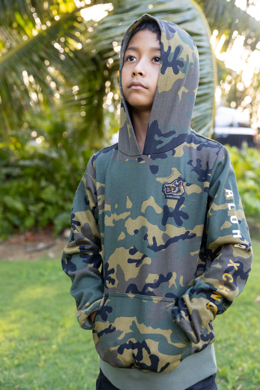 Camo Boar Youth Pullover Hoodie