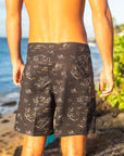 M's Side Pali Boardshort - Kauai Map / Vintage Black