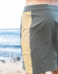 M's Side Pali Boardshort - Dark Olive/ Check