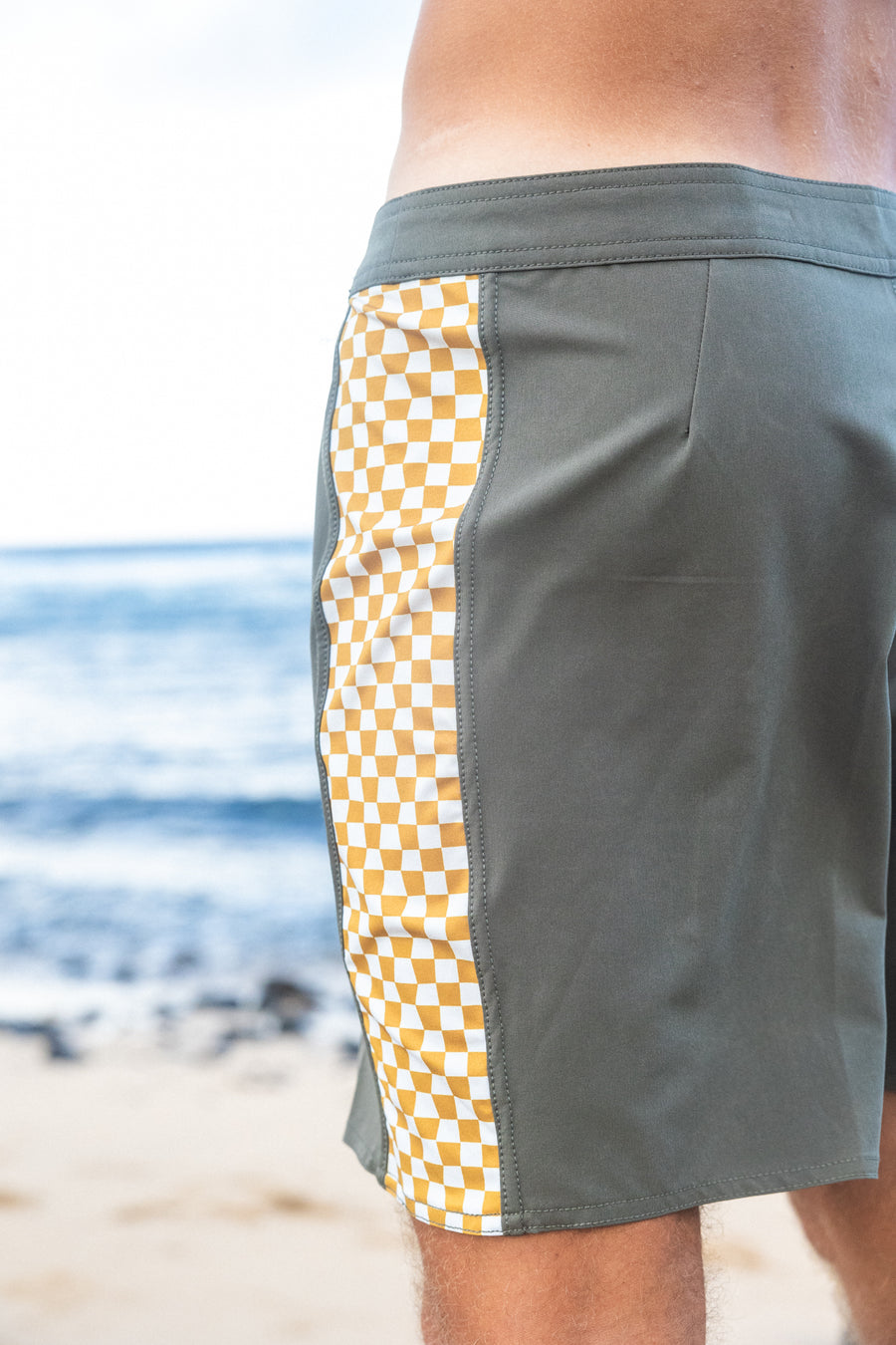 M's Side Pali Boardshort - Dark Olive/ Check