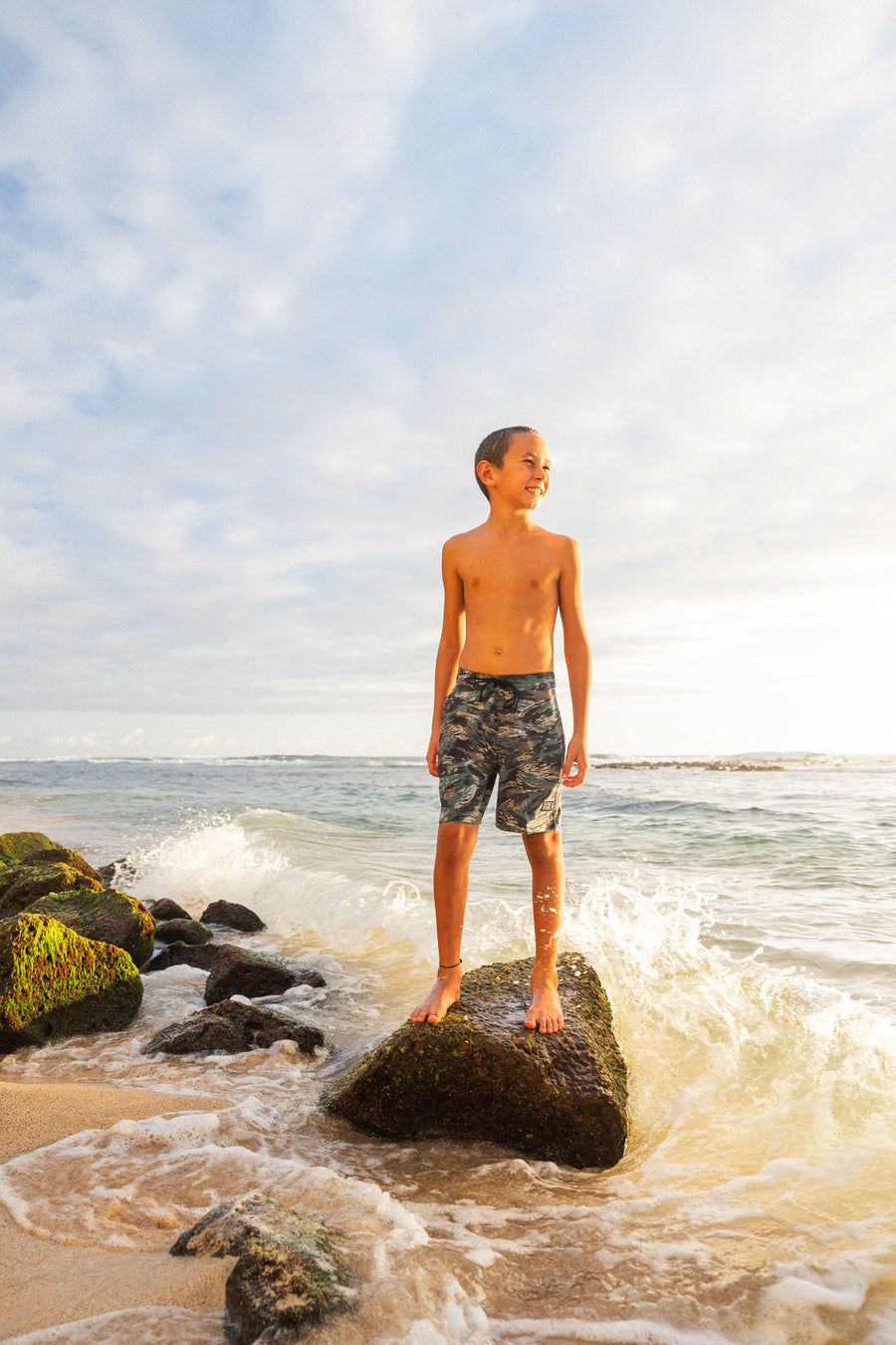 Boys Cruisey Cruise Boardshort - Tiger Camo