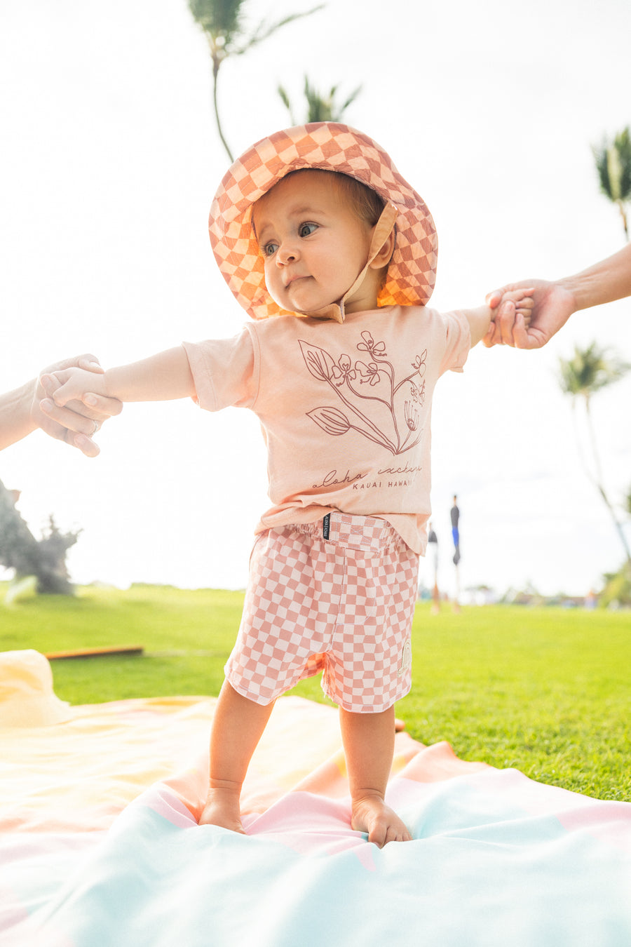 Wavy Check Baby Kine Boardshorts - Mauve