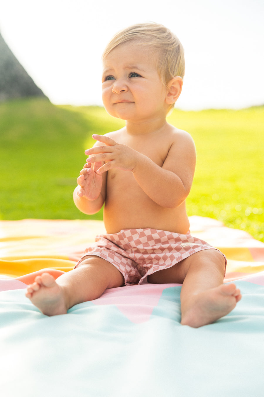 Wavy Check Baby Kine Boardshorts - Mauve