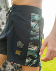 Boys Side Pali Boardshort - Black / Tiger Camo