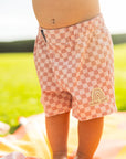 Wavy Check Baby Kine Boardshorts - Mauve