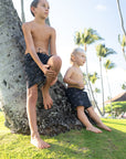 Kids Side Pali Boardshort - Kauai Map / Vintage Black