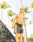 Kids Side Pali Boardshort - Dark Olive/Check