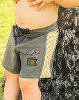 Kids Side Pali Boardshort - Dark Olive/Check