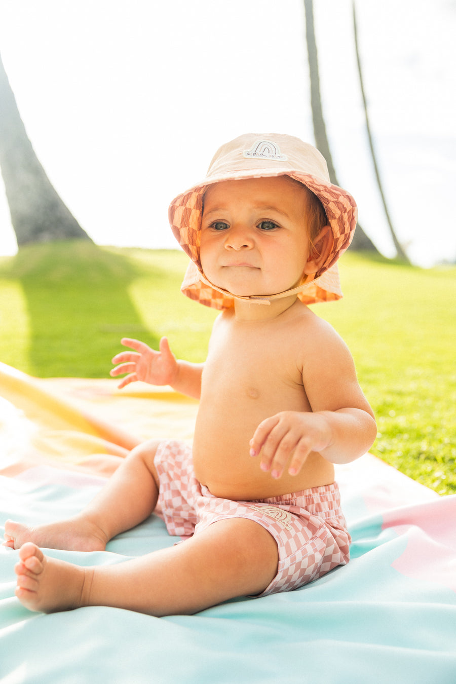 Wavy Check Baby Kine Boardshorts - Mauve