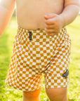 Wavy Check Baby Kine Boardshorts - Mustard