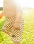 Wavy Check Baby Kine Boardshorts - Mustard