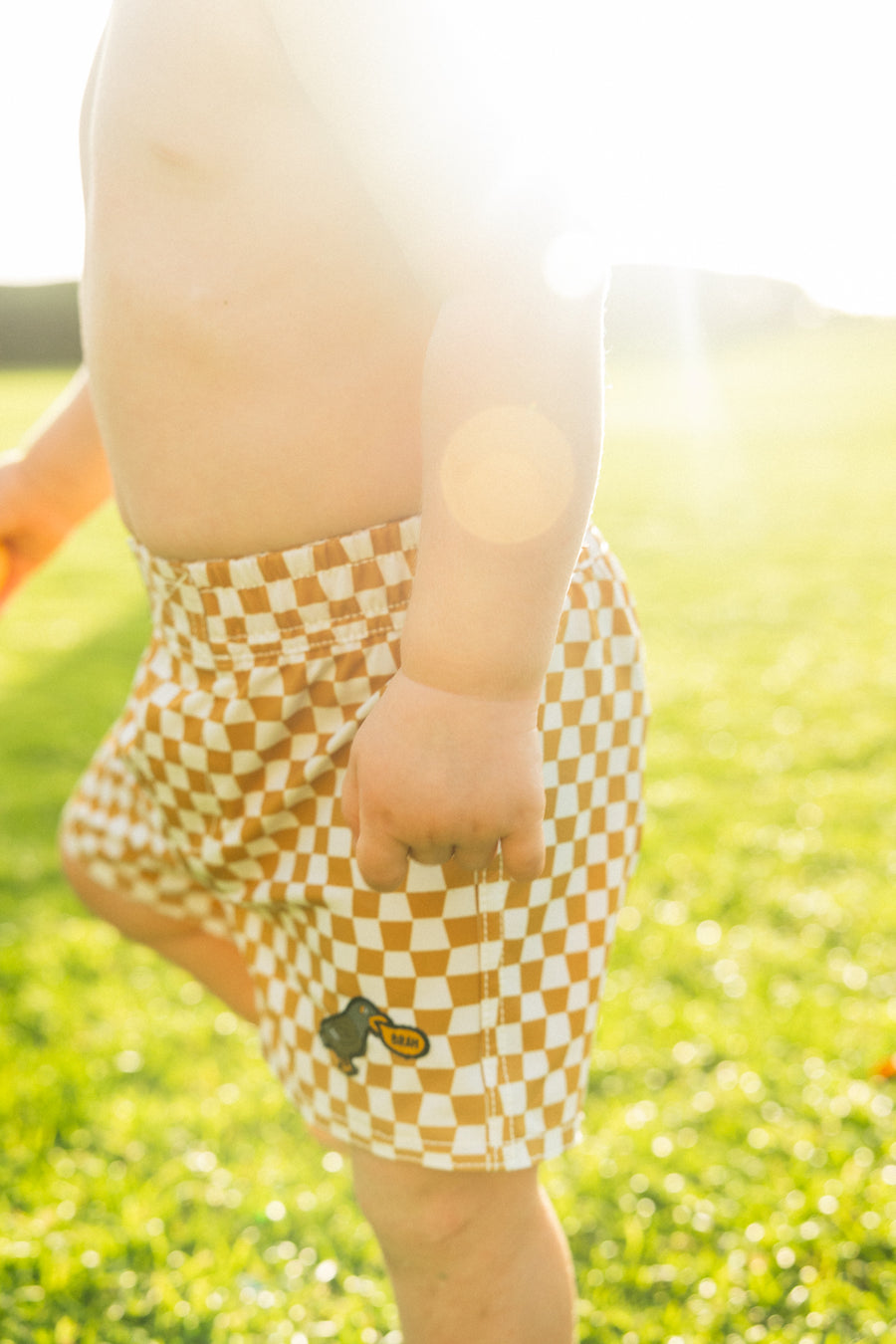 Wavy Check Baby Kine Boardshorts - Mustard