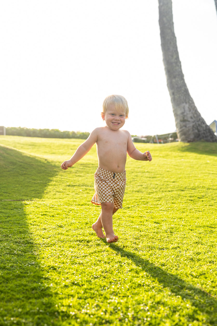 Wavy Check Baby Kine Boardshorts - Mustard