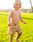 Wavy Check Baby Kine Boardshorts - Mustard