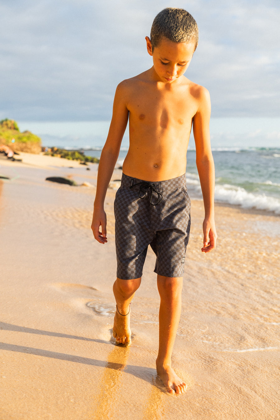 Boys Cruisey Cruise Boardshort - Black Check