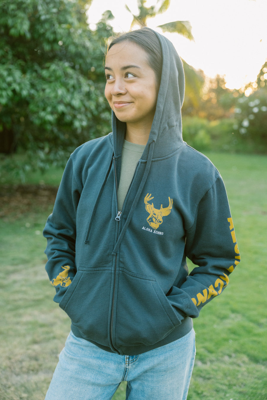 Black Tail Zip Up Hoodie