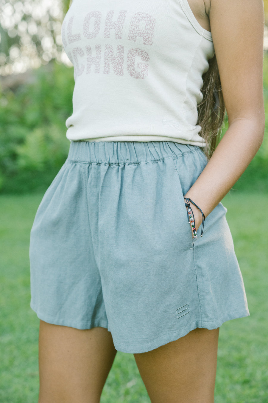 W's High Waisted Shorts - Eucalyptus