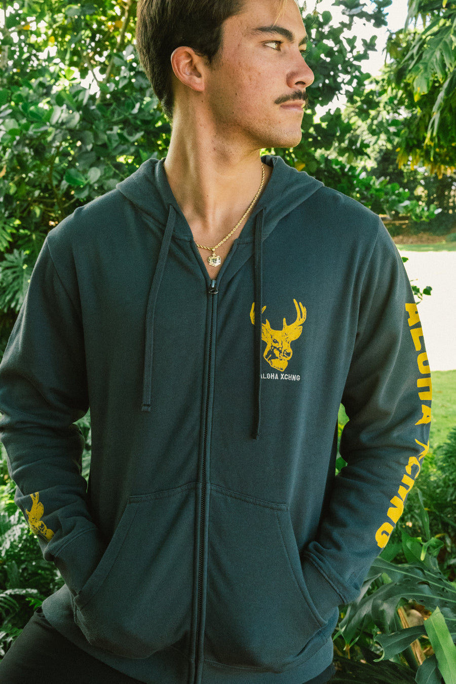 Black Tail Zip Up Hoodie