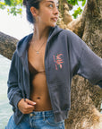 W's Sexy Pink Heliconia Plush Zip Hoodie