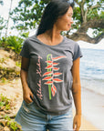 W's Sexy Pink Heliconia Scoop Tee