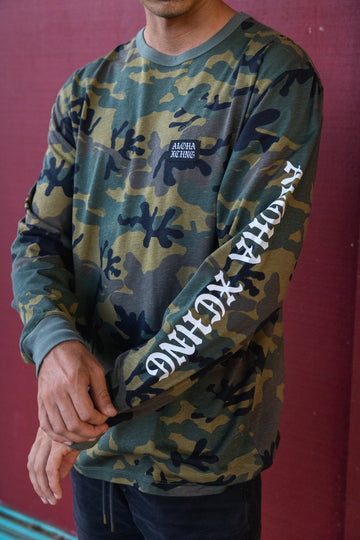 M's Camo Black Letter Patch Longsleeve Tee