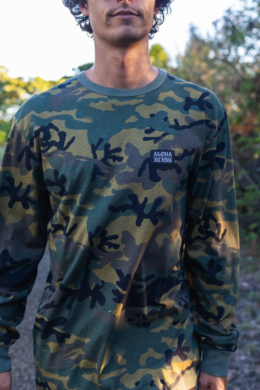 M's Camo Black Letter Patch Longsleeve Tee