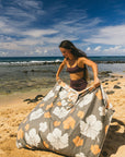 Cone Shell / Hibiscus Blooms Beach Blanket