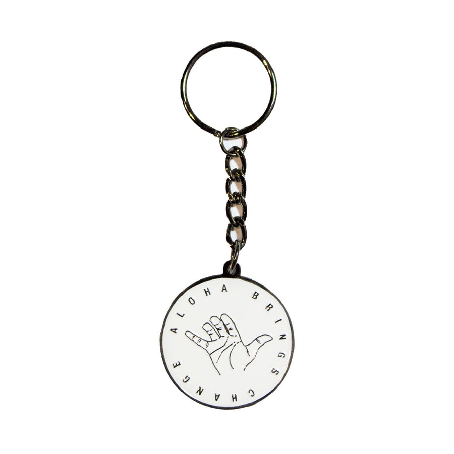 Aloha Exchange Shop Logo Keychain in silver